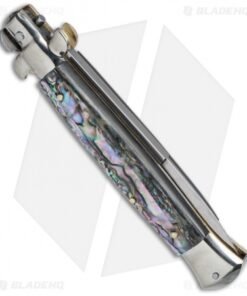Alternative view of AGA Campolin 10" Italian Stiletto Automatic Knife Abalone (4.5" Satin Bayo)