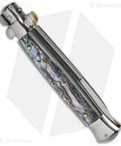 Alternative view of AGA Campolin 10" Italian Stiletto Automatic Knife Abalone (4.5" Satin Bayo)