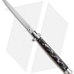 SKM 13" Italian Stiletto Automatic Knife Sim Horn (5.7" Satin Flat)