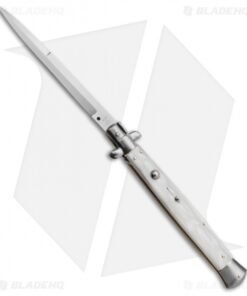 SKM 13" Italian Stiletto Automatic Knife White Pearlex (5.7" Satin Bayo)