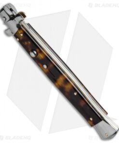 Alternative view of SKM 13" Italian Stiletto Automatic Knife Tortoise Acrylic (5.7" Satin Bayonet)