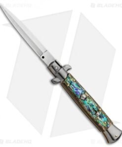 Frank B 9" Italian Stiletto Automatic Dagger Knife Abalone (4" Satin)