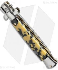 Alternative view of SKM 9" Italian Stiletto Automatic Knife Mosaic Acrylic (4" Satin Flat) BMM