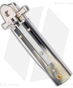 Alternative view of AGA 6" Lever Lock Automatic Italian Knife Horn w/Cross Bolsters (2.5" Satin)