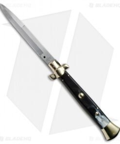 AGA Campolin 15" Automatic Italian Stiletto Knife Brazil Horn (7" Satin Bayo)