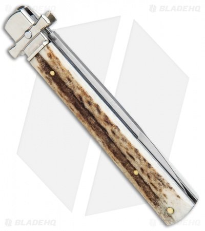AGA Campolin 9" Dominus Leverlock Automatic Knife Stag (4" Satin) - Image 3