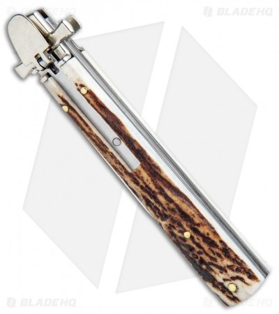 AGA Campolin 9" Dominus Leverlock Automatic Knife Stag (4" Satin) - Image 2