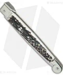 Alternative view of A.G.A. Campolin 12" Sicilian Picklock Bayo Automatic Knife Stag (5.5" Satin)