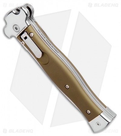 AGA Campolin Zero Bayo Leverlock Automatic Knife ODGreen Aluminum (3.75" Satin) - Image 2