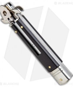 Alternative view of AKC Leverletto 7.75" Lever Lock Auto Italian Knife Ebony (4" Satin Bayo)