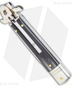 Alternative view of AKC Leverletto 7.75" Lever Lock Auto Italian Knife Dark Horn (3.25" Satin Flat)