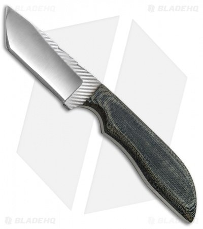 Anza Knives MC-2M Tanto Fixed Blade Knife Gray Micarta (3.6" Satin)
