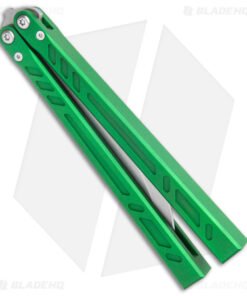 Alternative view of BRS Barebones Balisong Butterfly Knife Green Aluminum Channel (4.5" SW)