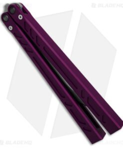 Alternative view of BRS Barebones Balisong Butterfly Knife Purple Aluminum Channel (4.5" SW)