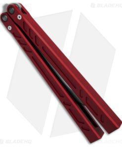 Alternative view of BRS Barebones Balisong Butterfly Knife Red Aluminum Channel (4.5" SW)