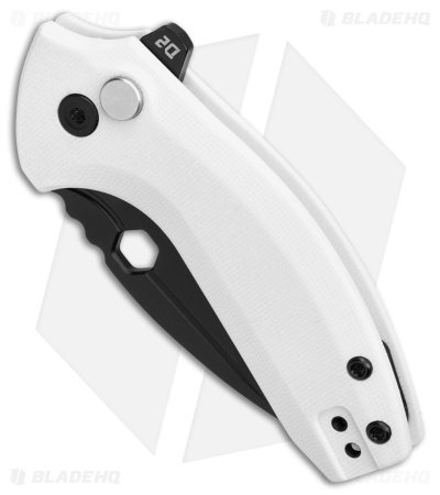 BRS E-Volve Apache Button Lock Flipper Knife Exclusive White G-10 (2.5" Black) - Image 2