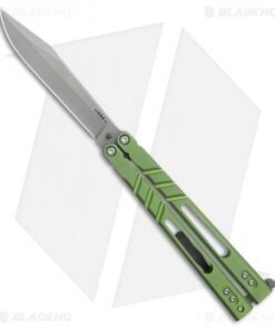 BRS Premium ALT Alpha Beast Balisong Butterfly Knife Green Ti (4.5" Stonewash)