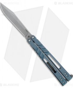 BRS Premium ALT Alpha Beast Balisong Butterfly Knife Blue Ti (4.5" Stonewash)