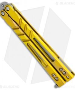 Alternative view of BRS Premium Alpha Beast Balisong Butterfly Knife Gold Ti (4.5" Stonewash)