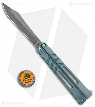 BRS Premium Channel Alpha Beast Balisong Butterfly Knife Blue Ti (4.5" Acid)CHAB - Image 4