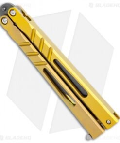 Alternative view of BRS Premium Channel Alpha Beast Balisong Butterfly Knife Gold Ti (4.5" Acid)CHAB