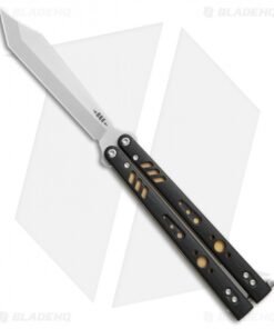 BRS Premium Replicant Balisong Butterfly Knife Black G-10/Gold Ti (4.5" SW)