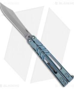 BRS Premium Alpha Beast Balisong Butterfly Knife Blue Ti w/ Clip (4.5" SW)