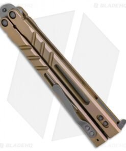 Alternative view of BRS Premium Alpha Beast Balisong Butterfly Knife Bronze Ti w/ Clip (4.5" SW)