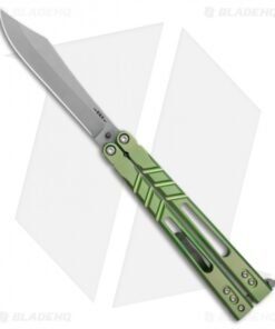 BRS Premium Alpha Beast Balisong Butterfly Knife Green Ti w/ Clip (4.5" SW)