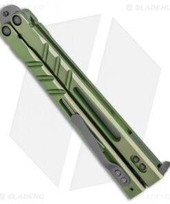 Alternative view of BRS Premium Alpha Beast Balisong Butterfly Knife Green Ti w/ Clip (4.5" SW)