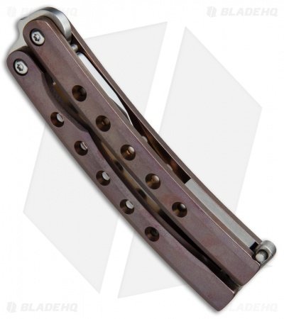 Balibalistic Custom Balisong Butterfly Knife Bronze/Purple Ti (3.75" Satin) - Image 2
