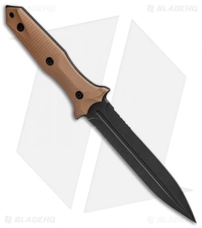 Bastinelli Creations GROZO Fixed Blade Knife Coyote G-10 (5.8" Black SW Serr) - Image 2