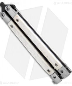Alternative view of Bear Butterfly Knife w/ White Smooth Bone Handle (4.25" Black) WSB17