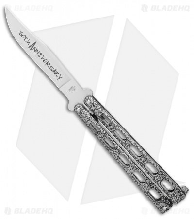 Bear & Son 30th Anniversary 114 Butterfly Knife Silver Vein Zinc (5" Satin)