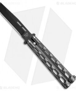 Bear & Son 115TAN Tanto Butterfly Knife Silver Vein (4" Black)