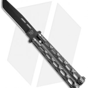 Bear & Son 115TAN Tanto Butterfly Knife Silver Vein (4" Black)