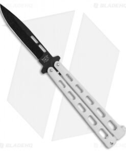 Bear & Son Large Clip Point Butterfly Knife White (4.1" Black) 115W