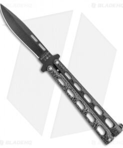 Bear & Son 115 Large Butterfly Knife Silver Speckle (4" Black)