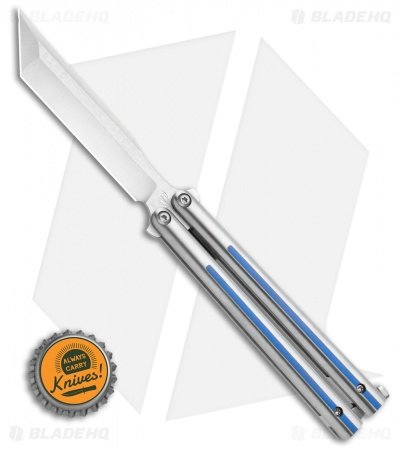 Biegler Bladeworks Custom Archon Gen4 Balisong Blue G-10 Inlay (4.3" Stonewash) - Image 4
