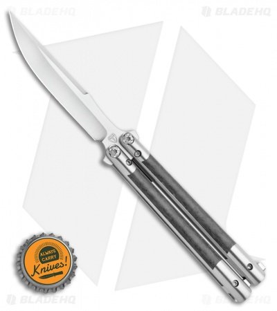 Biegler Bladeworks Custom Corsair Hand Ground Balisong Ti/CF (4.1" Satin) - Image 4