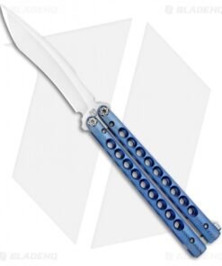 Biegler Bladeworks Custom Rockstyle Balisong Knife Blue Titanium (4.5" Satin)