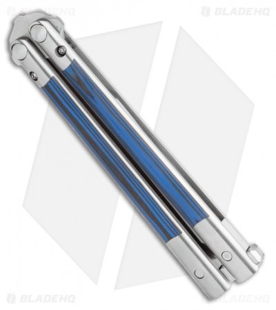Biegler Bladeworks Custom Rockstyle Gen3 Balisong Titanium/G-10 Blue/Black - Image 2