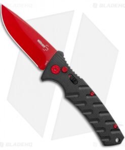 Boker Black Widow Strike Drop Point Automatic Knife Black (3.25" Red D2)
