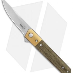 Boker Mini Kwaiken Exclusive Flipper Knife Brass/Micarta (3" Stonewash VG-10)