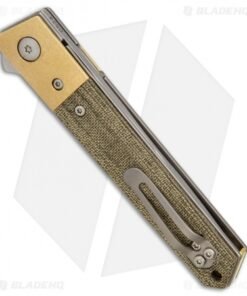 Alternative view of Boker Mini Kwaiken Exclusive Flipper Knife Brass/Micarta (3" Stonewash VG-10)