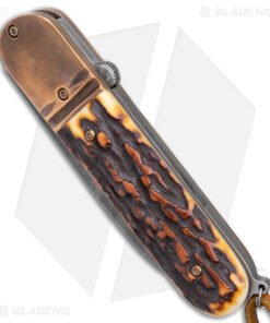 Alternative view of Chuck Gedraitis Switchblade Automatic Knife Brown Stag Horn (3.25" Dark)