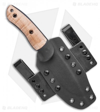 Dark Timber Knives Bushy Knife Natural Curly Maple / Black Micarta (4" Satin) - Image 3