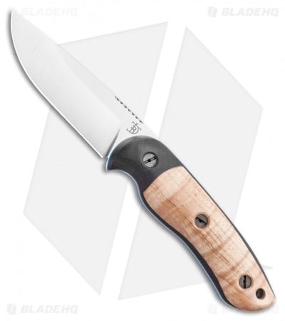 Dark Timber Knives Bushy Knife Natural Curly Maple / Black Micarta (4" Satin)