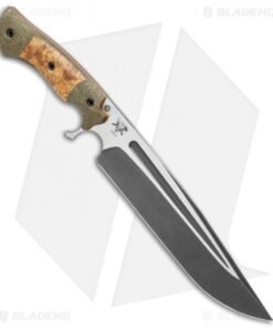 Alternative view of Dark Timber Knives Cave Bear Knife Ash Burl Wood / Green Mi. (10.3" Two-Tone)