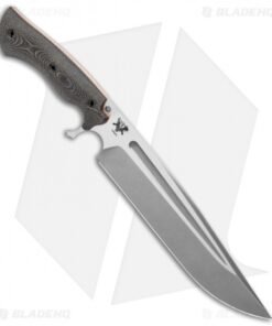 Alternative view of Dark Timber Knives Cave Bear Knife Black & Green Linen Micarta (10.3" Two-Tone)